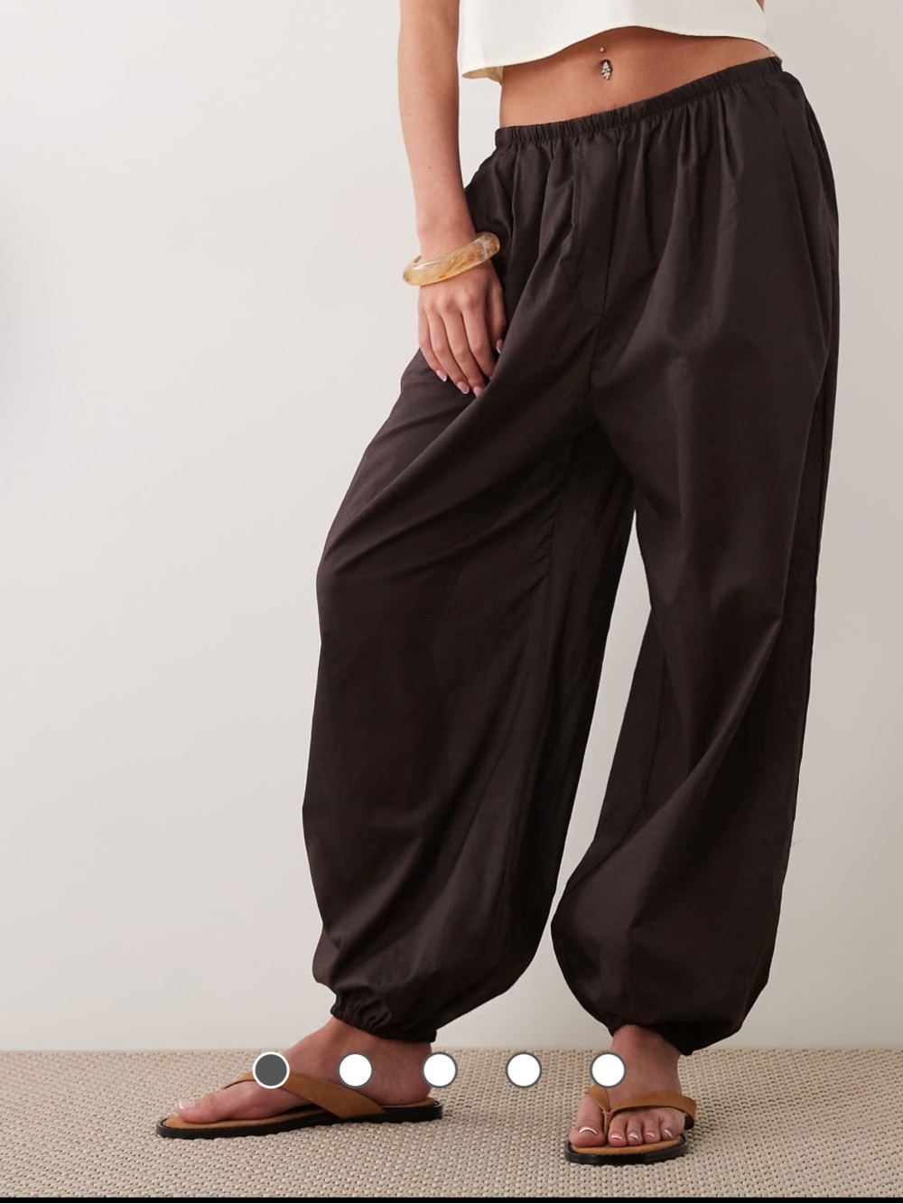 MNG boho balloon leg beach pants in brown